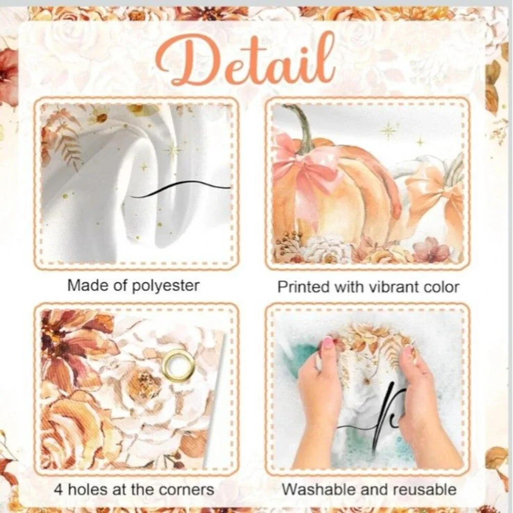Pumpkin Baby Shower Photo Backdrop Banner Fall Theme Party Decor 70 x 43